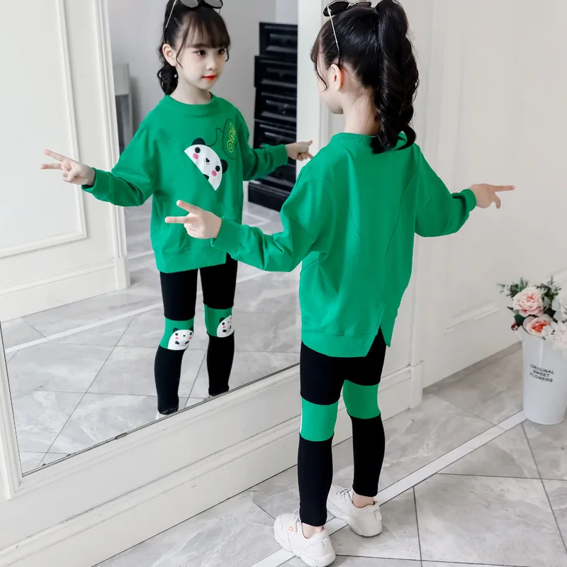 For Clothes ddmysmile Teen Set Girls Clothing Spring Autumn Loose Tracksuit T Shirts + Leggings Pants Hiphop 4 5 6 7 8 9 10 11 12 Year Smile +