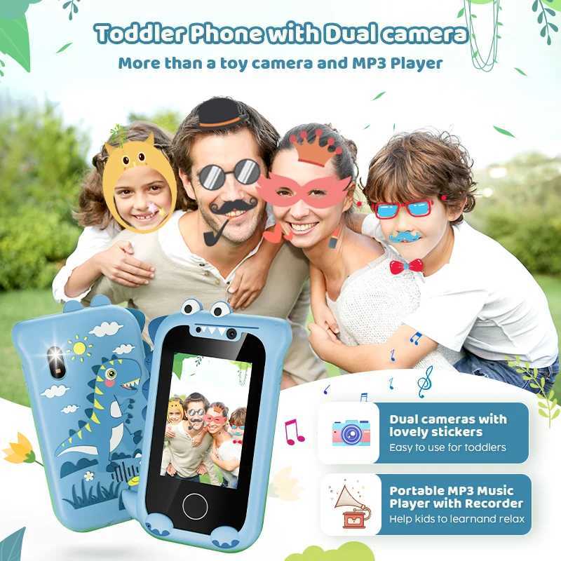 Childrens mobile phone for ages 3-12 toy phones with dual cameras MP3 sic players games touch screens learning toys birthday gifts Free shipping