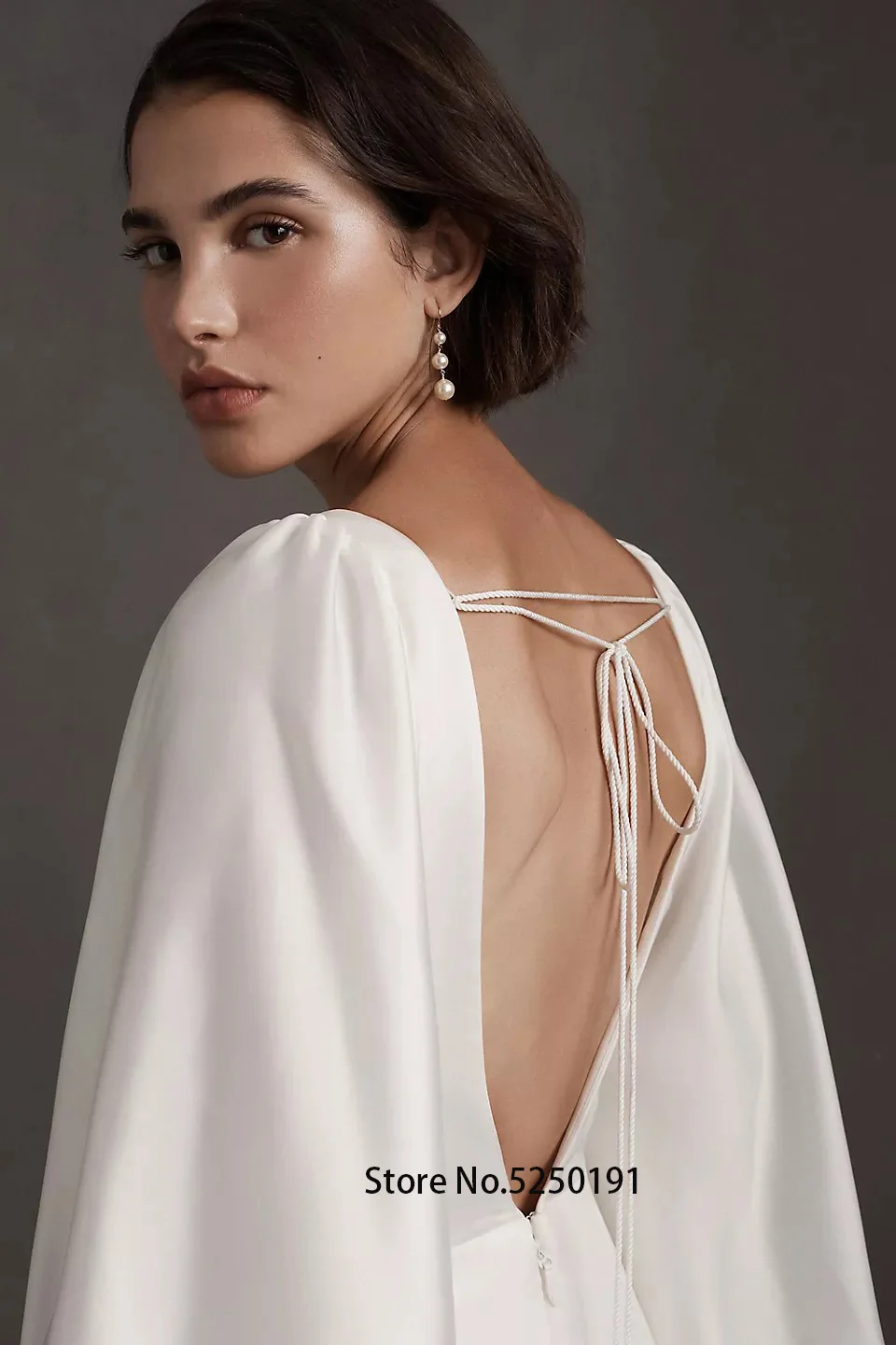 Puff Modern ddmysmile Sleeves Long V-Neck Soft Satin Wedding Dresses Side Slit Formal Bridal Grown 2023 Vestido De Noival Smile