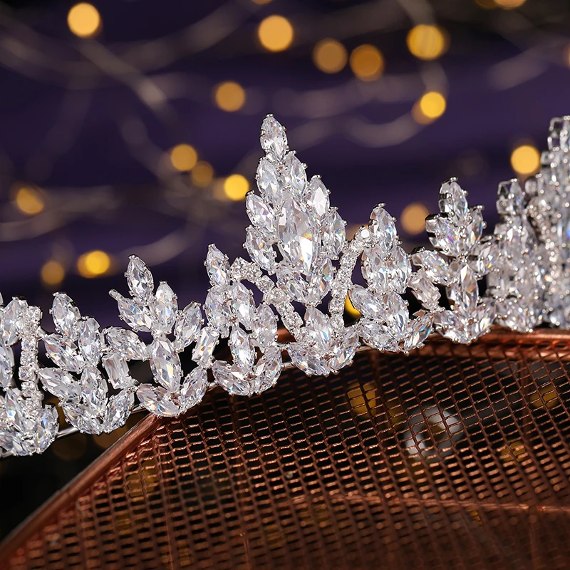 European Crown HADIYANA Wedding Crowns for Women Cubic Zirconia Big Headpieces Hair Accessories BCY6001 smile