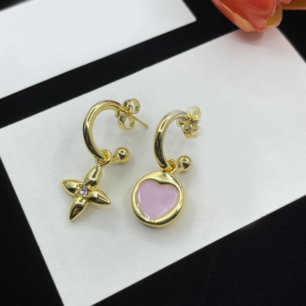 Designer Earrings Classic Enamel Heart Ear Stud Women Gold Silver Plated Stainless Steel Ear Drop Hoop Earrings Fashion Jewerlry Wedding Party Gift High Quality