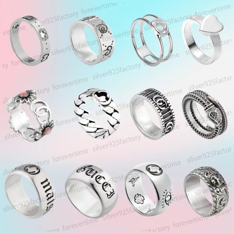 Classic Designer Branded Band Rings For Men Women Luxury Jewelry Top Quality Letters Birds 925 Silver Fashion retro Ring party gift