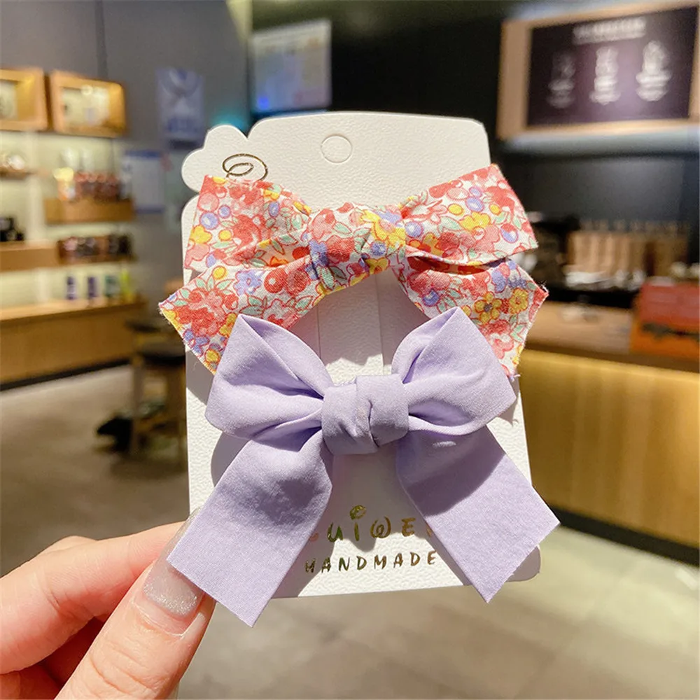Floral Bow Colorful 2Pcs/Set Hair Clip For ddmysmile Baby Girls Cute Sweet Headwear Handmade Hairpin Hair Accessories Smile