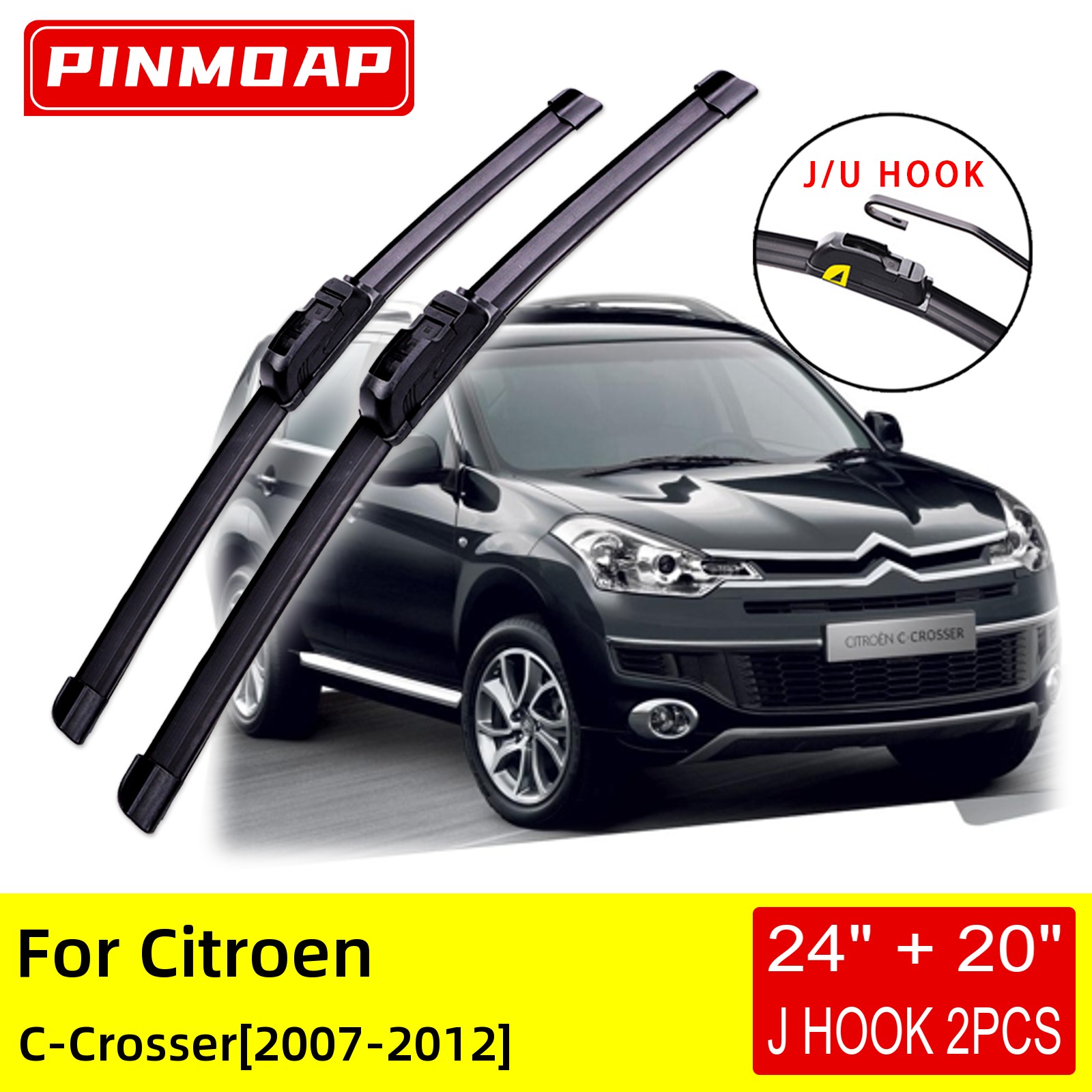 Citroen 2007 For C-Crosser 2008 2009 2010 2011 2012 Front Wiper Blades Brushes Cutter Accessories U J Hook smile