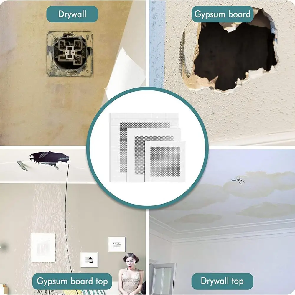 Repair Patch Wall 2Pcs/Set Self-adhesive Fine Mesh Aluminum Gaanized Steel Sheet Metal Dry Wall Repairing Patch Home Supplies smile