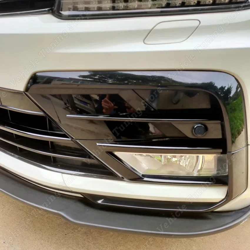 4Pcs For VW Tiguan MK2 Rline 2017-2021 Gloss Black Car Front Bumper Mesh Center Grille Grill Moulding Strips Body Kits Tuning