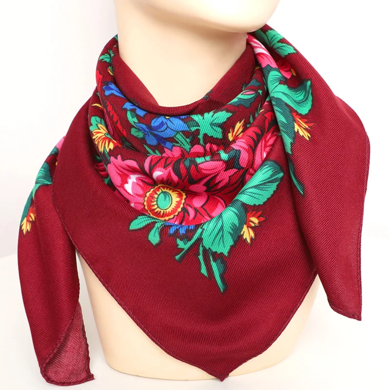 Flower Bandana Vintage Print Boho Square Scarf Neckerchief Women Head Wraps Turban Hijab Ethnic Handkerchief ddmysmile Shawl Headscarf Smile