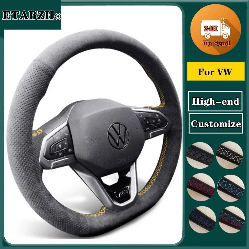 Steering Braid Wheel Car Cover For VW Golf 7 6 5 4 3 2 7 6 5 NK4 NK3 2 Polo Passat B8 Tiguan Suede Leather smile
