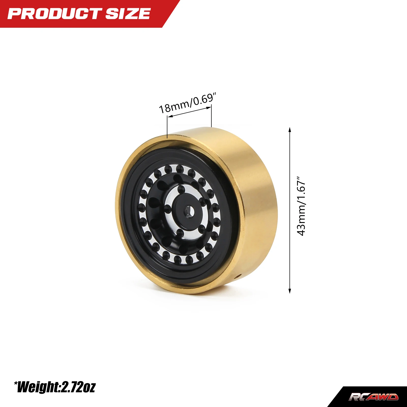 Wheel Glue-Free Alloy Beadlock And Brass Weights 312G 36.5*17.5Mm For ddmysmile FMS Hobby Fcx24 1/24 1/18 Mogrich Upgrades Part Smile 36.5*17.5Mm