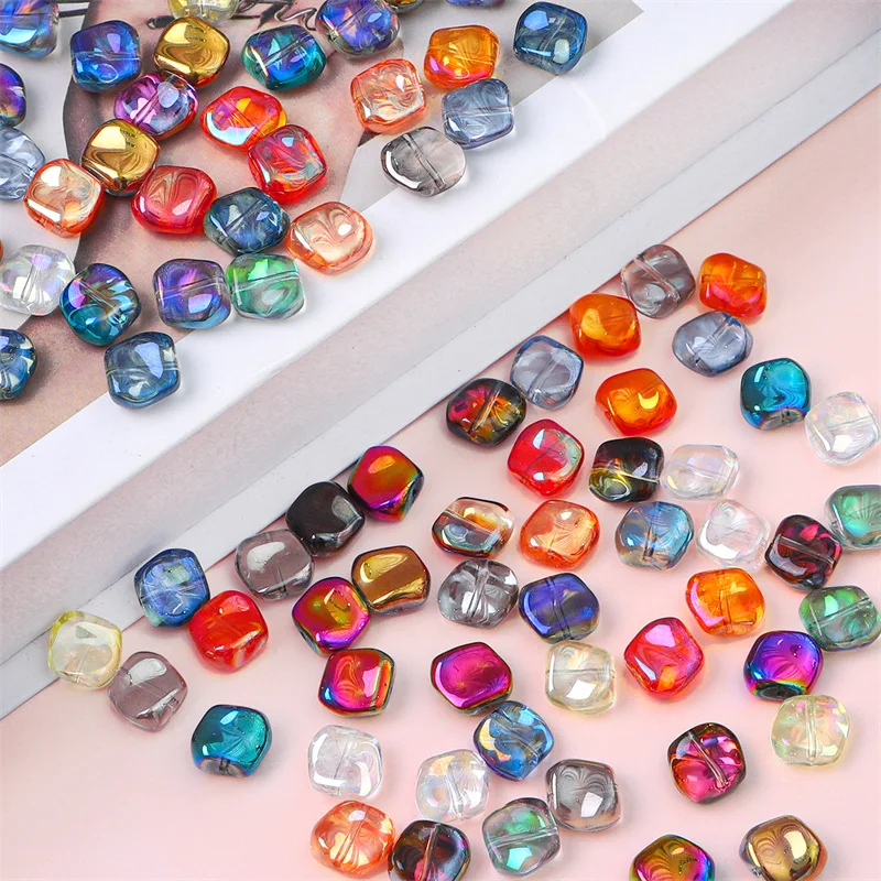 AB 20PCS 11mm Corrugated Shiny Glass Beads For DIY Bracelet Accessory Earrings Jewelry Making Supplies Irregular Crystal Beads smile
