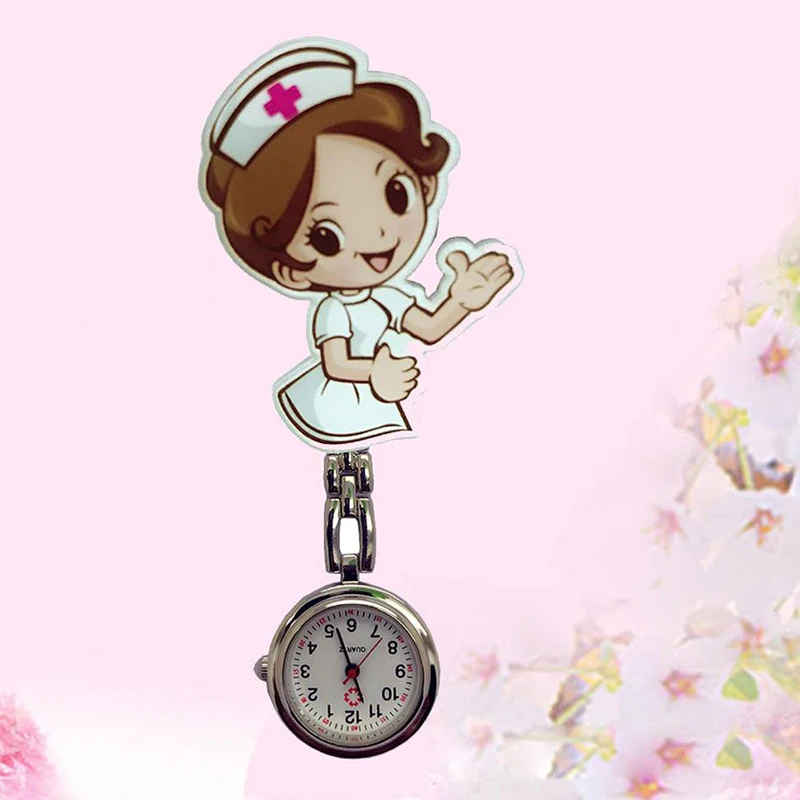 Cartoon Luminous Quartz Women Gift Nurse Watch Hanging Pocket Watch smile