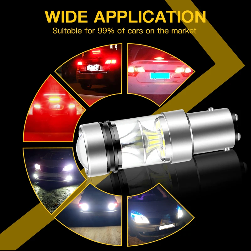 2pcs LED Brake Light Blub Lamp P21/5W 1157 BAY15D Canbus For Peugeot 106 206 306 308 SW 3008 MPV 406 407 408 2010-2016