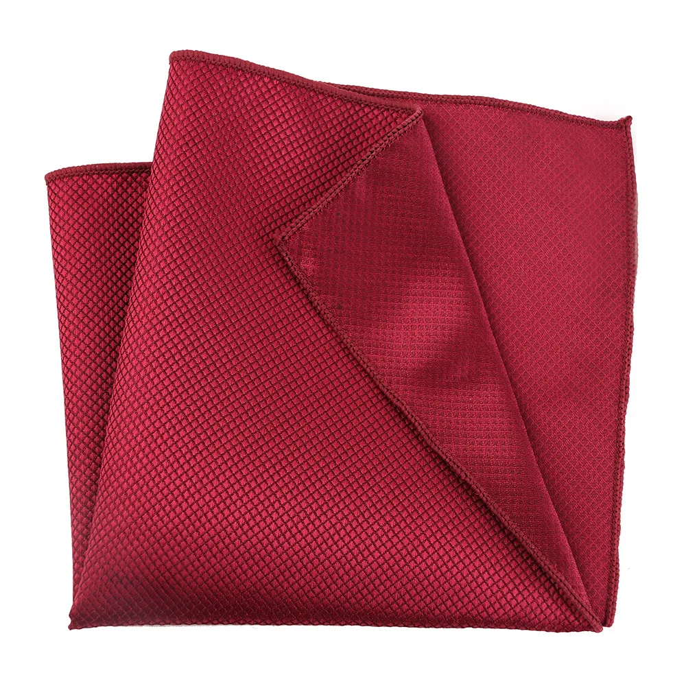 Wine Polyester HUISHI Red Silk Pocket Square Handkerchiefs For Men Women 25.5*25.5cm Solid Color Stripe Square Breast Towel smile 25.5*25.5cm
