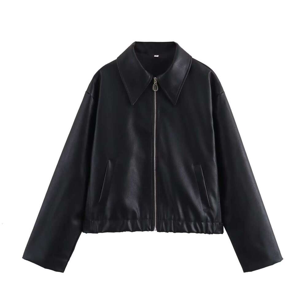 shanshi leather jacket women Autumn New Women's Fashion Imitation Slim Fit Motorcycle Jacket Leather Coat Women