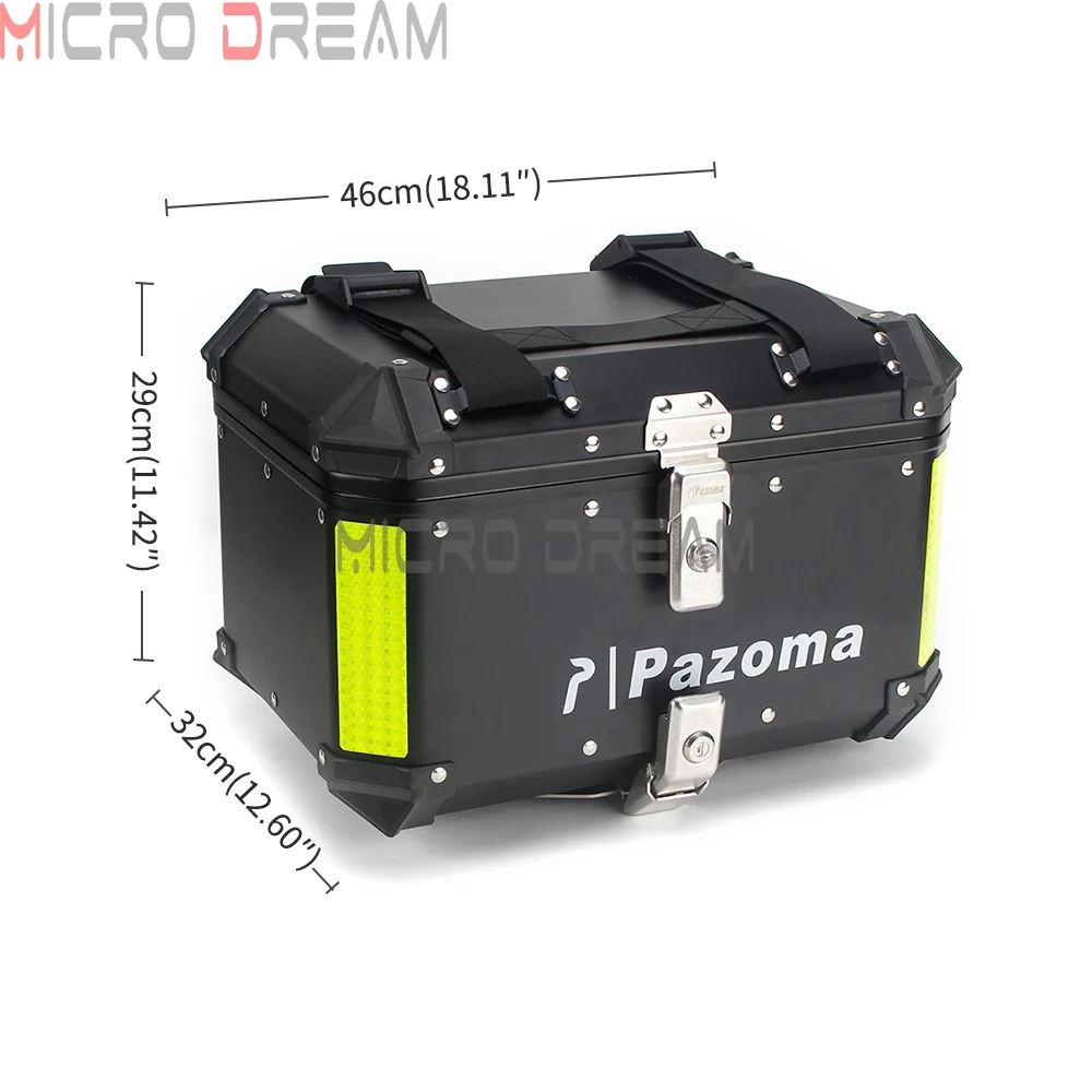 Aluminum 42L Top Case Top Boxes Motorcycle Tail Pannier Trunk Cargo Suitcase Side-Casing for GSXR GSX SV Supersport Black Silver