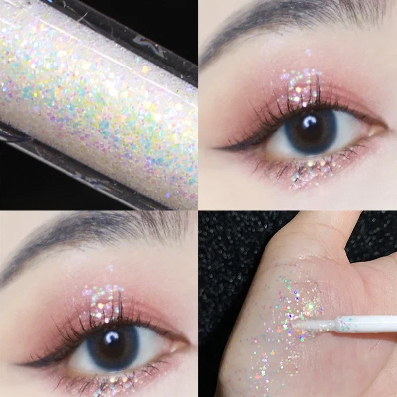 Liquid Sequins 8 Colors Eyeliner Stick Quick-dry Glitter Eyeshadow Waterproof Lasting Shimmer Pigment Eyes Makeup Cosmetic 1PCS smile