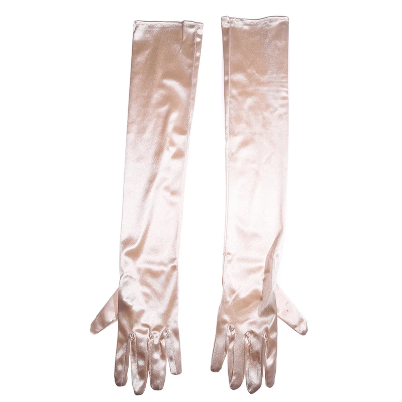1 Pair Women's Evening Party Formal Gloves Solid Color Satin Long Finger Mittens Fore new 2025 vents Activities Red White Color