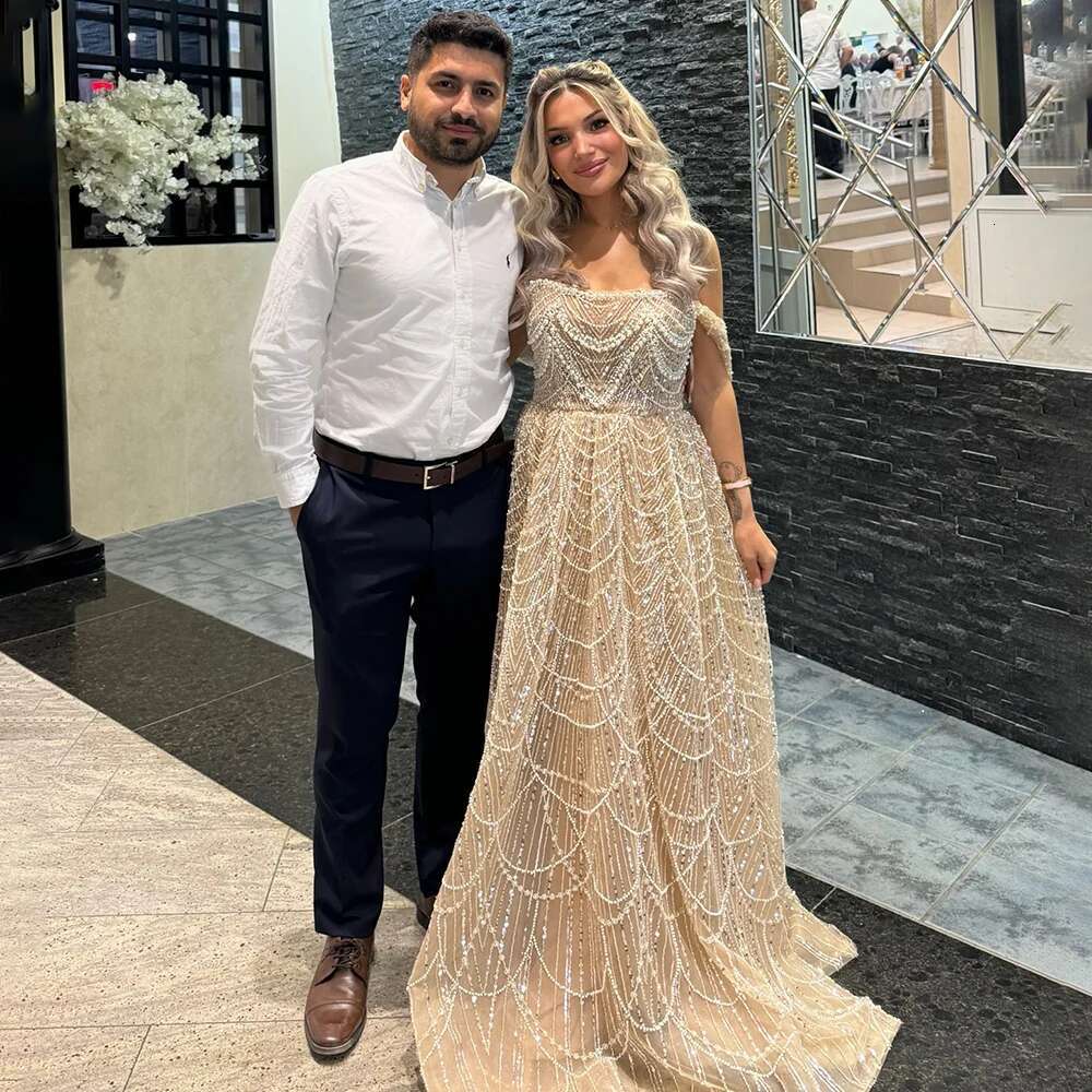 Hill Saudi Serene Arabic Nude Pearls Beaded Design A E Evening Dresses Gowns For Formal Ocn LA Customized vening mal L