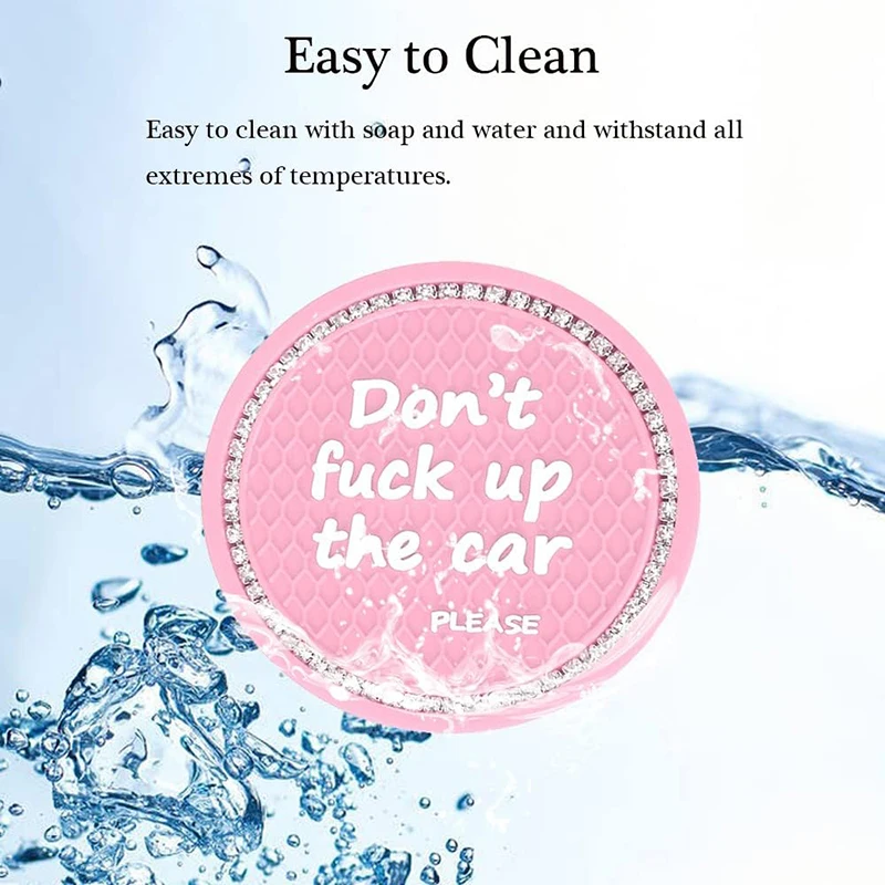 Bling Car Cup Pink Coaster Universal Dia Auto Cup Holder Insert Drink Coaster Car Interior ddmysmile Accessories Smile