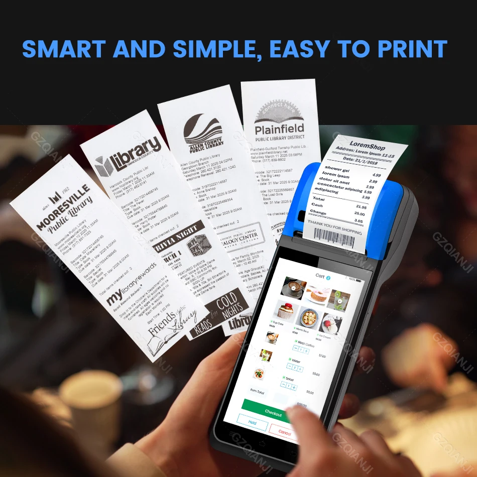 4G 5.5 Inch Handheld POS PDA Portable Android Terminal with NFC 2D QR Barcode Scanner Reader 58mm Thermal Printer for Loyverse