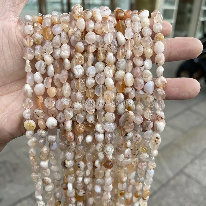 6-8mm Natural Cherry Agate Irregular Shape Beads Loose Spacer Sakura Bead For Jewlery Making Diy Necklace Bracelet Ear Stud
