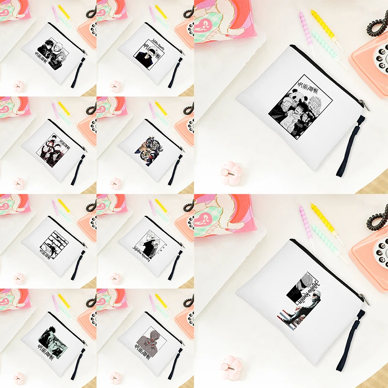 Jujutsu Gojo Satoru Kaisen Makeup Cosmetic Kits Travel Bag Make Up Bags for Women Pouch School Case Pencil Pouchs Organizer smile