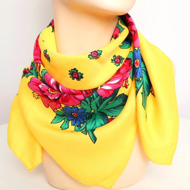 Flower Bandana Vintage Print Boho Square Scarf Neckerchief Women Head Wraps Turban Hijab Ethnic Handkerchief ddmysmile Shawl Headscarf Smile