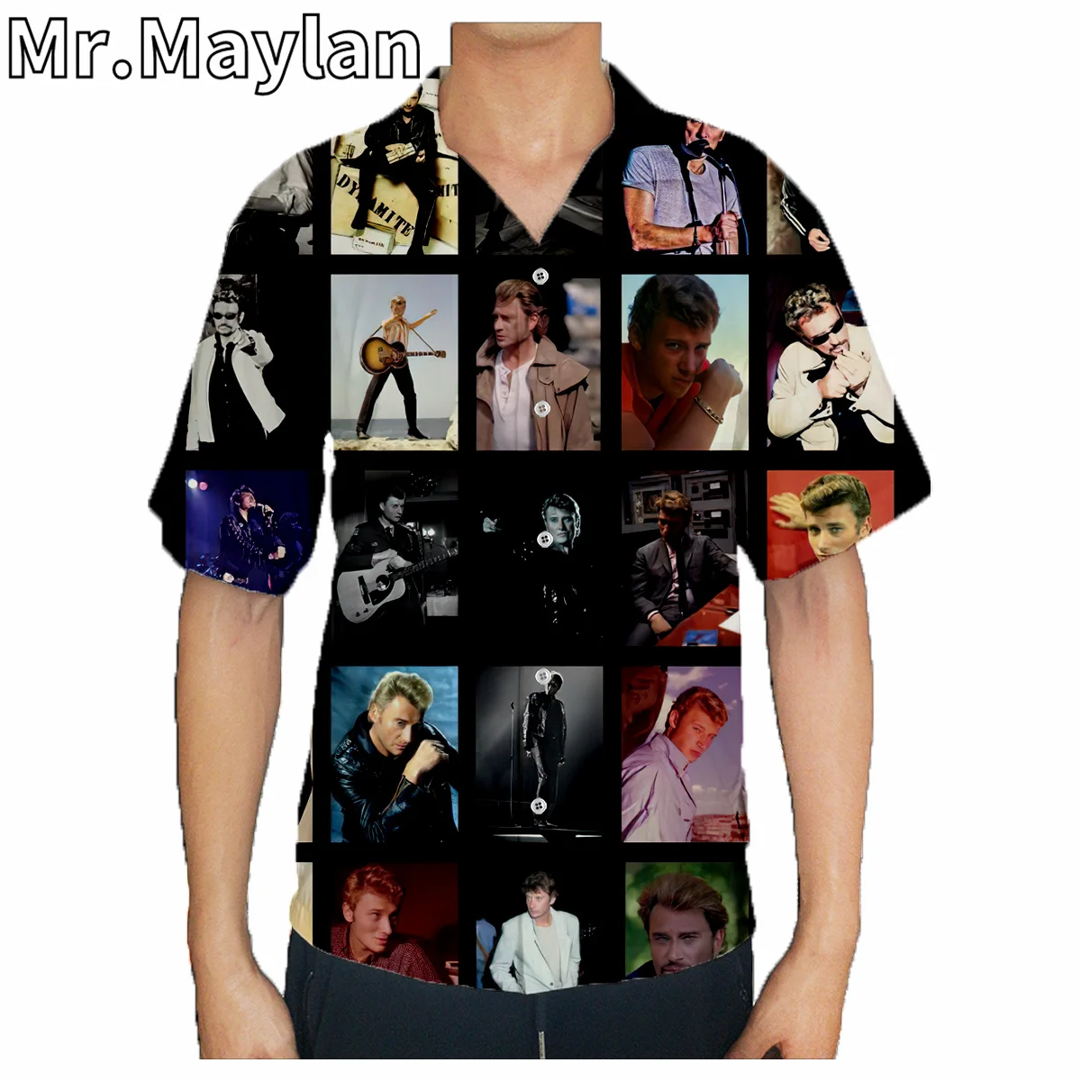 2025 Johnny Hallyday 3D Print Beach Hawaiian 2022 Summer Shirt Short Sleeve Shirt Streetwear Oversized Camisa Social new Chemise Homme-23