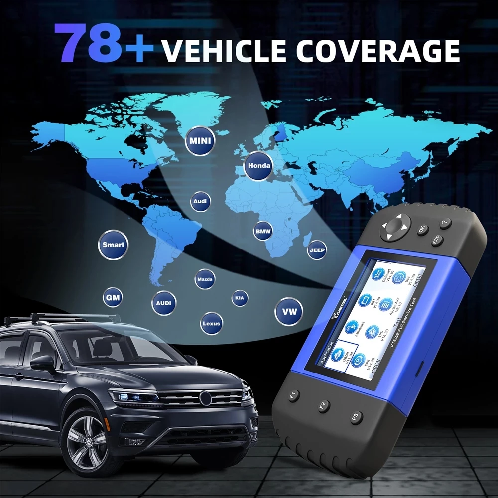 VT600 OBD2 Automotive Vdiagtool Scanner Tool ngine ABS SRS EPB Oil Service Reset Injector Coding For Car Diagnostic smile