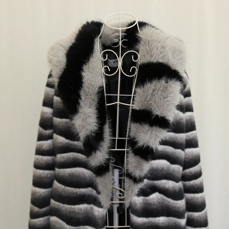 Mens fur coat mink coat winter warm long windbreaker large fur collar large size 241108