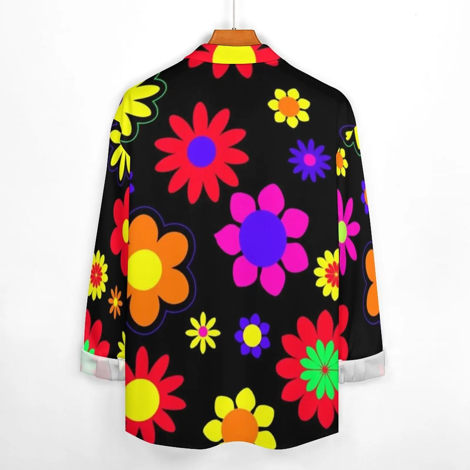 Pattern Streetwear Power Flower Casual Shirt Mens Retro Hippie 60s Shirt Autumn Novelty Blouses Long Sleeve Design Oversized Top smile