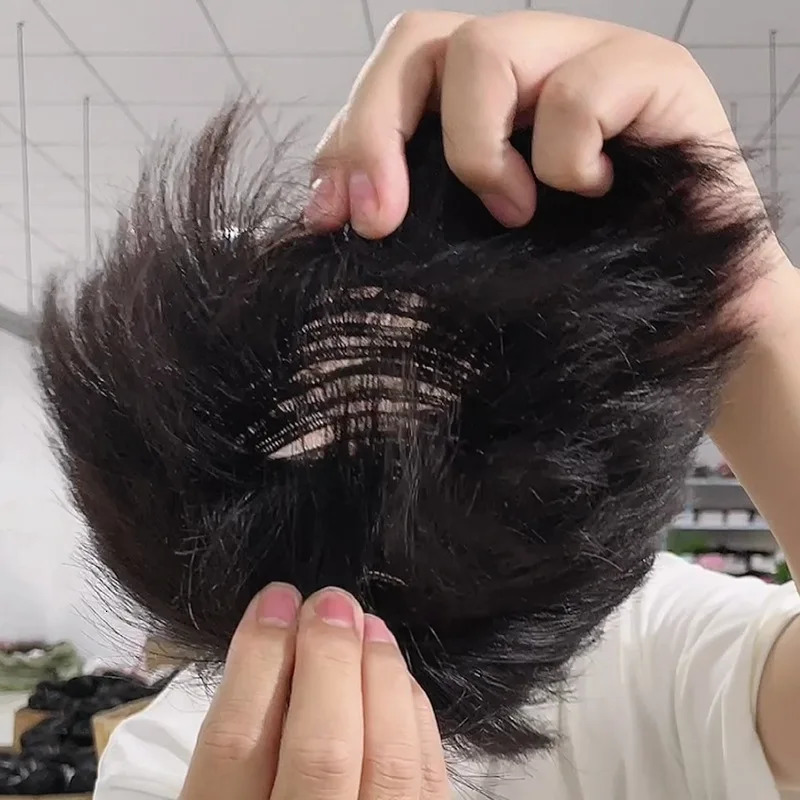Prosthetic Hair Male 100% Human Hair Toupee Wigs for Man Replacement System Mens WIg Real Hair for Baldness Cover White Hair 241108