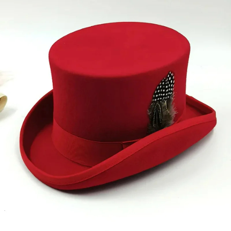 Mens Top Hat Magician President High Hat British Jazz Top Hat Mens Gentleman Flat Top Felt Hat 2024 Sombrero de Copa Brit anico 241108