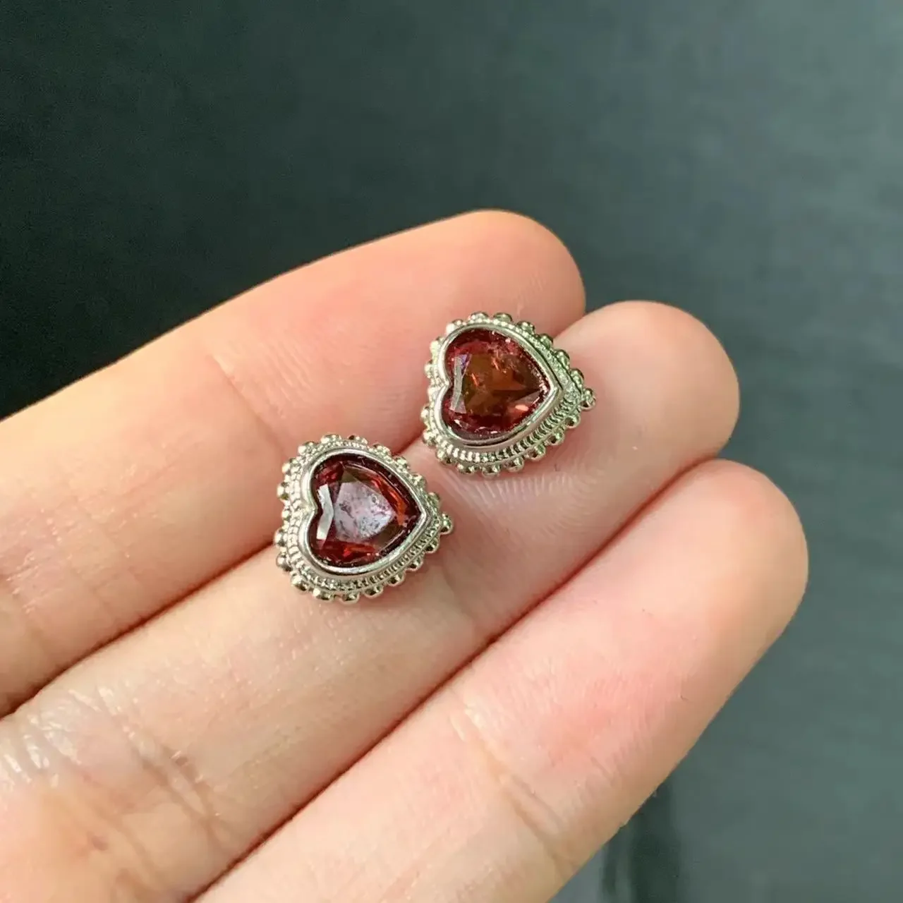 Garnet Sterling Natural Sier Stud Earrings For Women Jewelry Gift Simple Jewelry Green smile