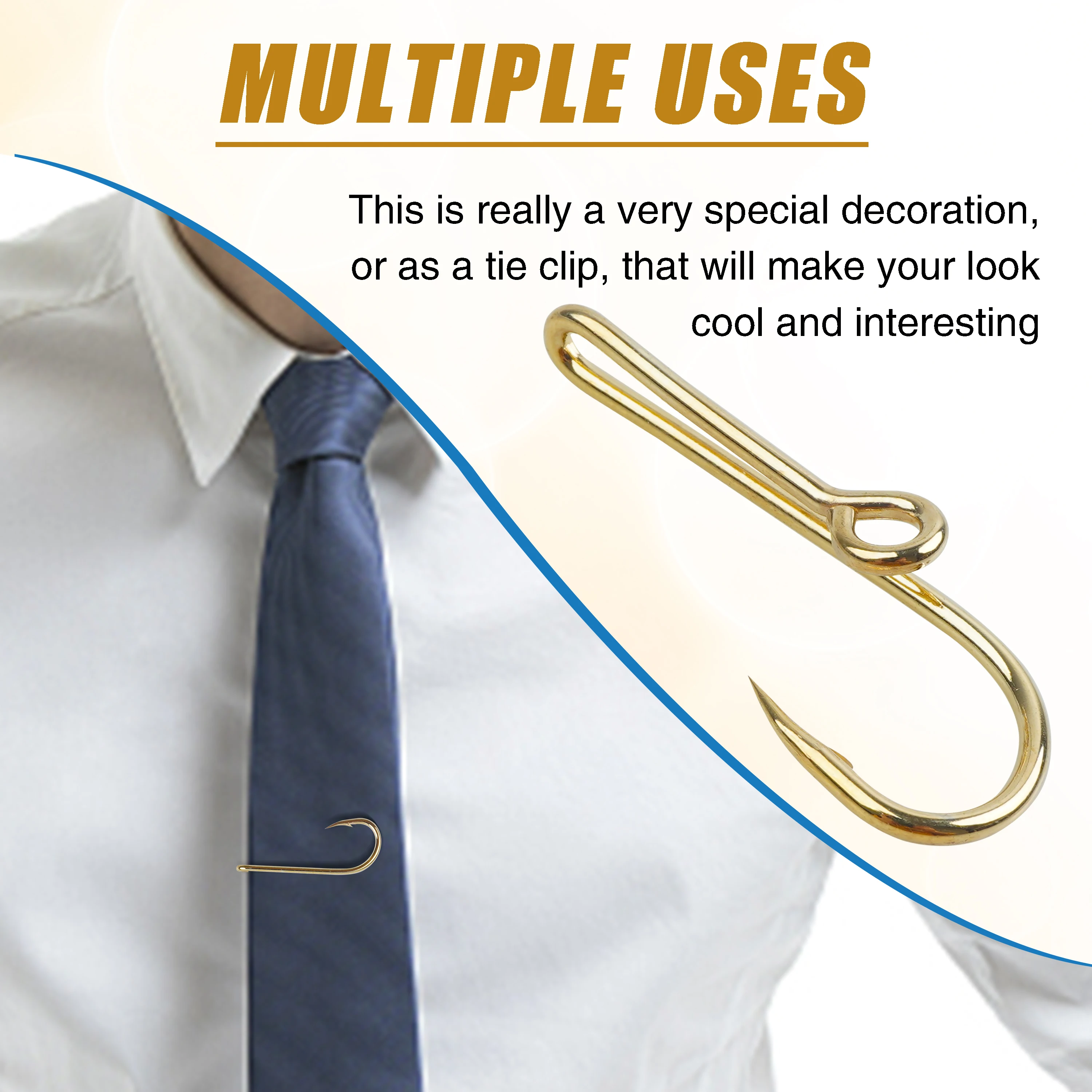 5PCS Fishing Hooks Hat Pins Tie Clips for Fishing Hat Hook Clip Gold Black Fish Hook Hat Clip Fish Hooks for Hat