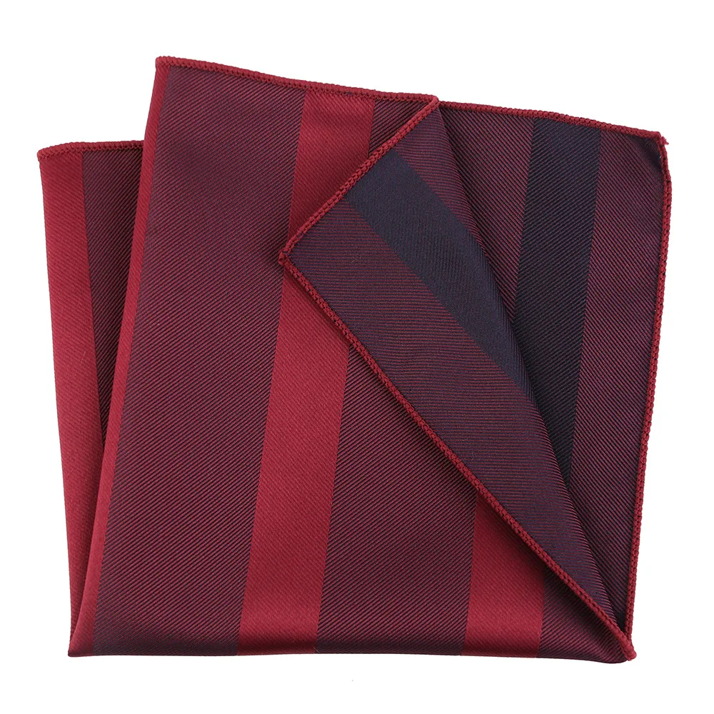 Wine Polyester HUISHI Red Silk Pocket Square Handkerchiefs For Men Women 25.5*25.5cm Solid Color Stripe Square Breast Towel smile 25.5*25.5cm