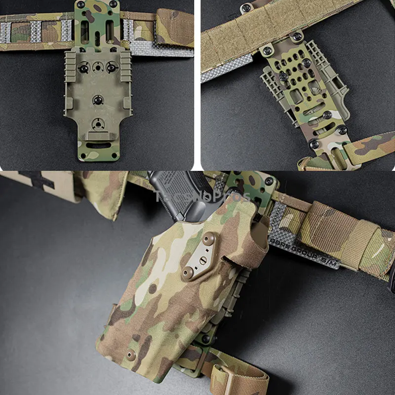 Hunting Modular Holster Adapter 3 Hole Adjustable Tactical Pistols Holsters Platform Drop Leg Band Quick Release Airsoft Adapter