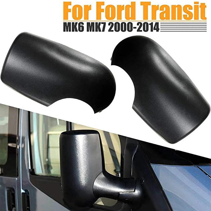 2Pcs ABS Black Door Wing MIRROR COVERS Near Passenger L+R for FORD TRANSIT MK6 MK7 2000-2014