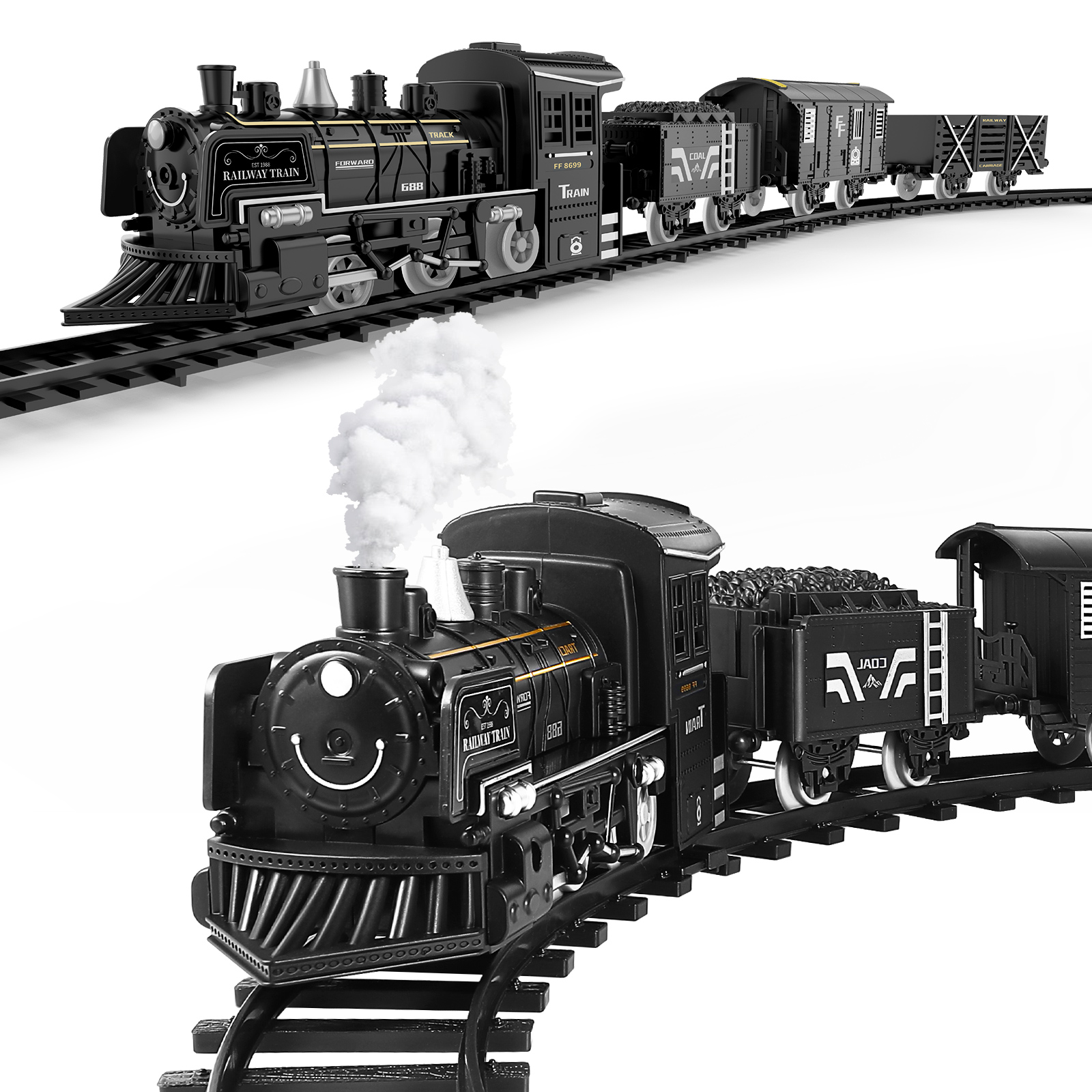 Small Train Freight Electric Model Kids Steam Engine Locomotive Toy Car Railway Plastic
