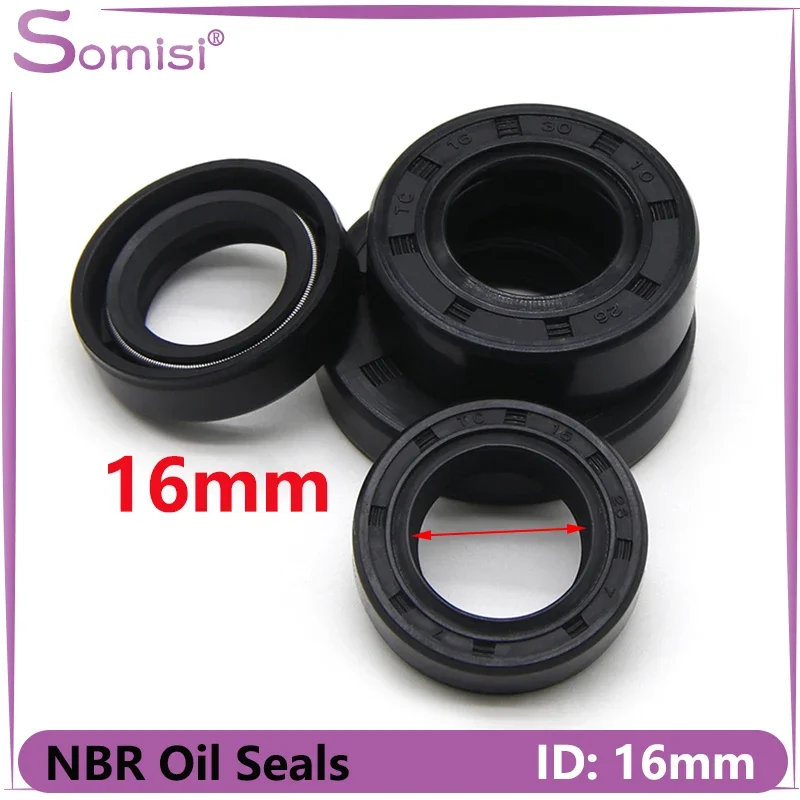2/5/10pcs ID16mm NBR Oil Seal TC-16 * 24/26/28/30/32/35/40*4/5/7/8/10mm Nitrile Rubber Shaft Double Lip Oil Seals