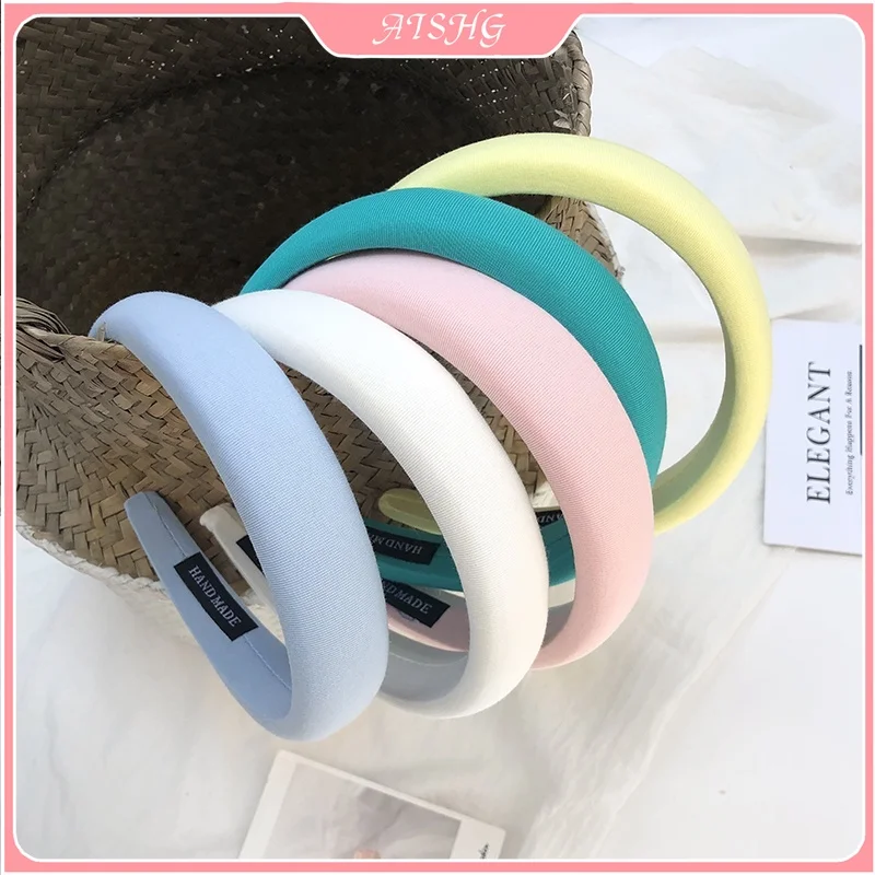 Sponge AISHG Hair ddmysmile Thick Band Girl Candy-Colored Headband For Women Hair Accessories Korean Wide-Brimmed Essential Headband Smile