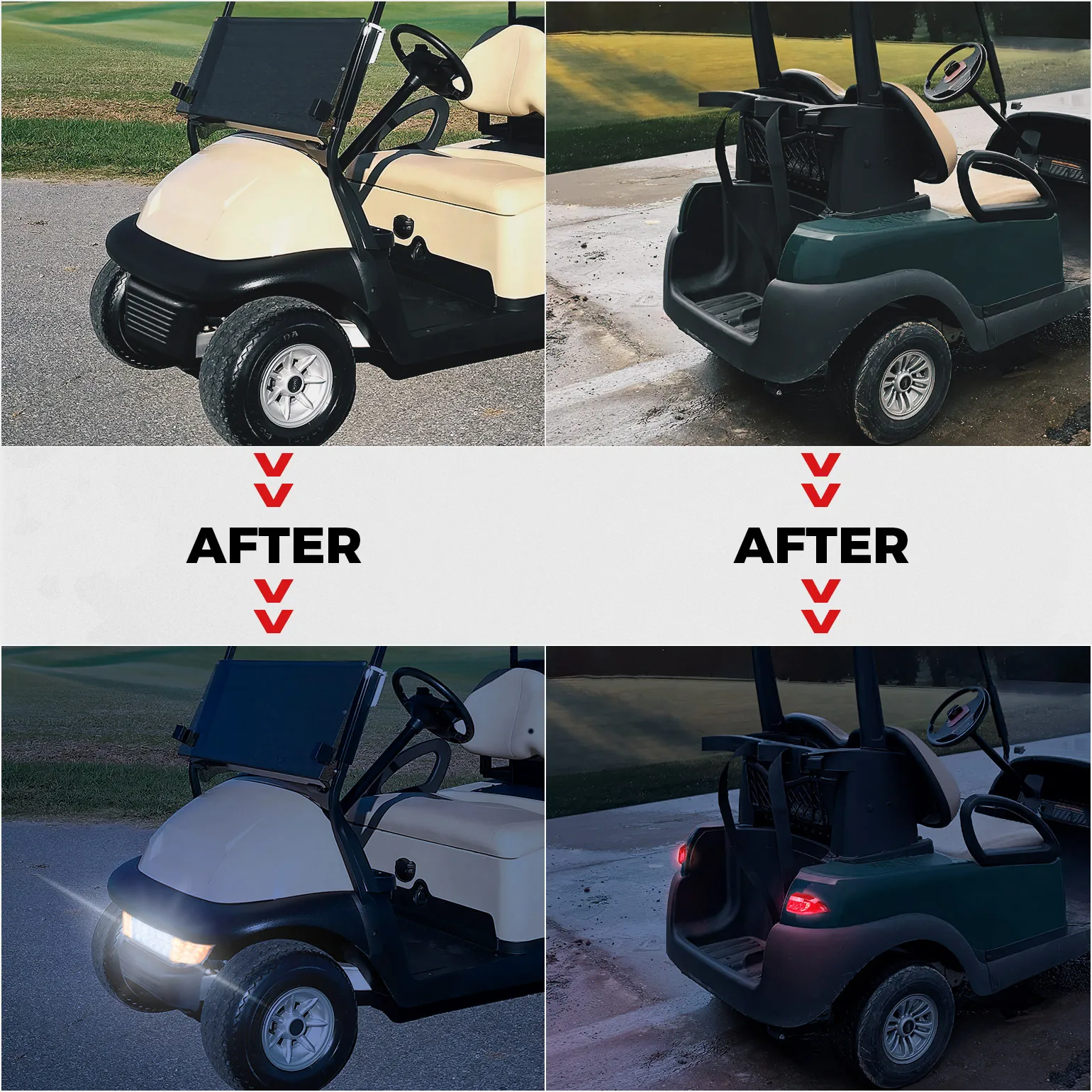 Golf Cart Upgrade Street Legal Headlight Kits Brake Turn Signal Tail Light Horn for Club Car Precedent from 2004+ Gas/Electric