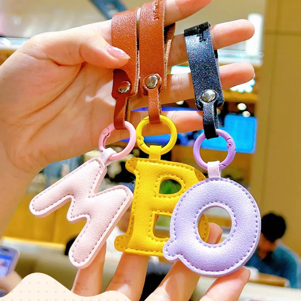 d ec Letter Personality PCS Keychain Creative Unique Alphabet Car Key Buckle Simple Trendy PU Holder