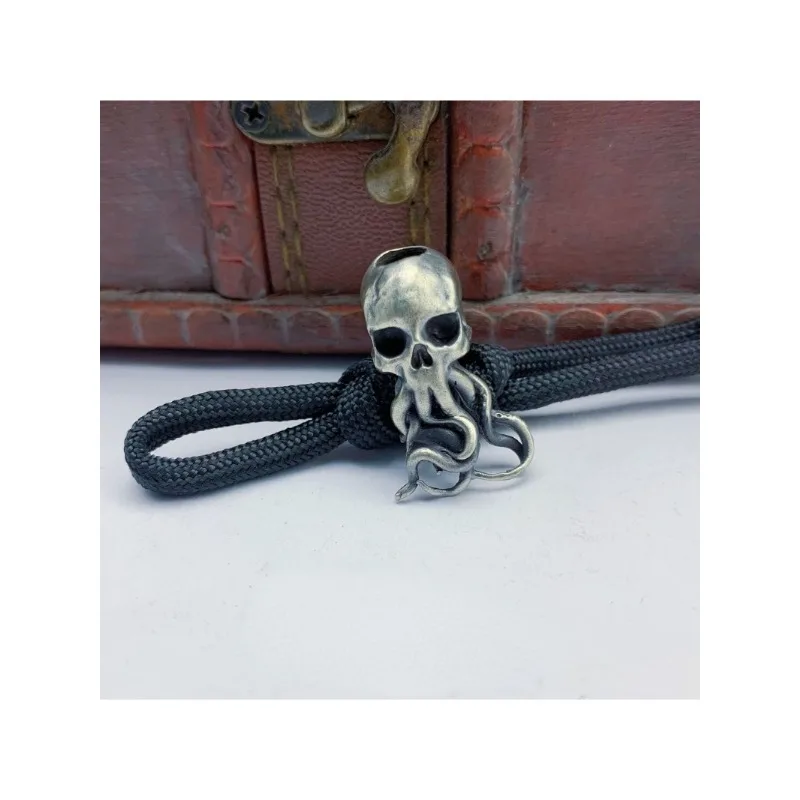 Brass Knife Bead Punk Key Ring Pendants Copper Skull Keychains Rope Beads Paracord ddmysmile Car Accessories Smile