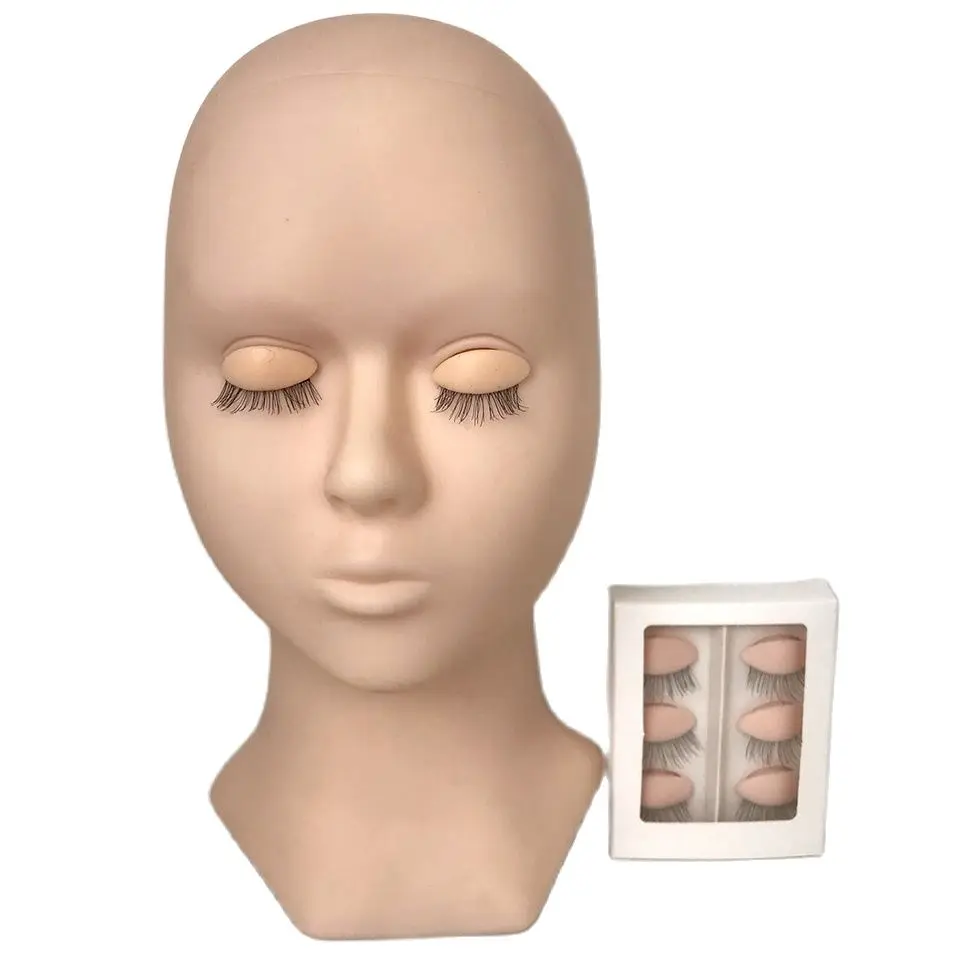 New Head Replacement Mannequin Eyelids Silicone Practice False Eyelash Extensions Makeup Model Massage Training Sets 3 Colors smile