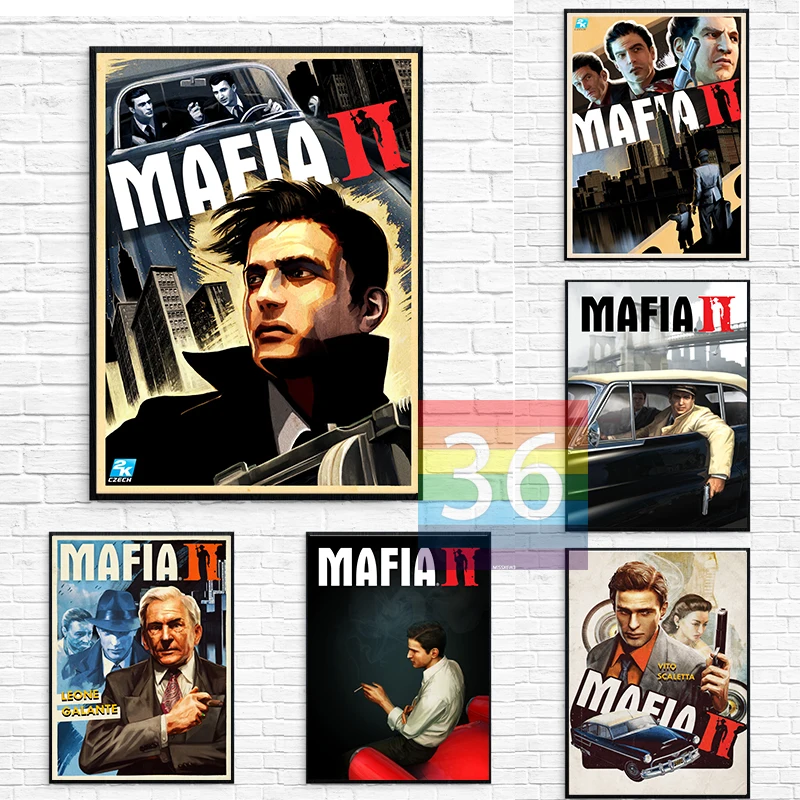 Classic Video Game Mafia 2 Mafia 3 Poster Gun Car City Canvas Poster Game Room Bedroom Bar Decorative Paintings Home Wall Decor