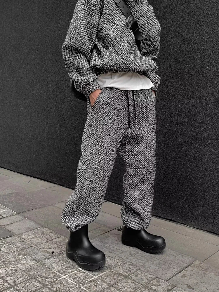 Mens Korea Harajuku Set High Street Xiaoxiangfeng Hooded Sweatshirtbaggy Straight Pants Male Retro Sets Spring Fashion Suit 240320