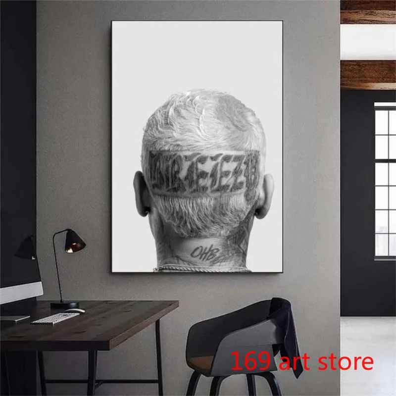 Rapper Modern Music Cover Singer Chris Brown World Tour Nordic Art Poster Canvas Painting Wall Print Picture ddmysmile For Room Home Decor Smile