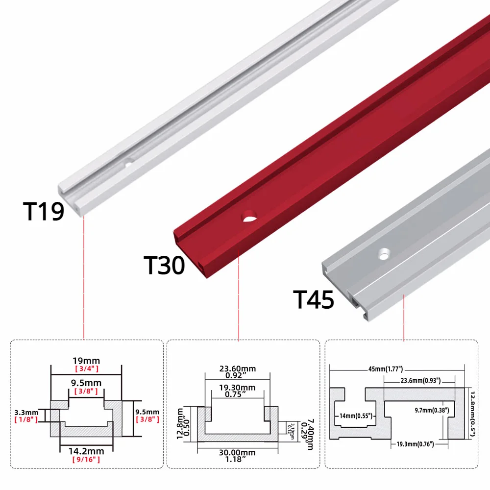 T Aluminum Tracks Alloy Woodworking T-track Miter T-Bar T-Slot T-Slider T Screw Fixture Table Saw Miter Gauge Fastener Rod smile -track -Bar -Slot -Sl