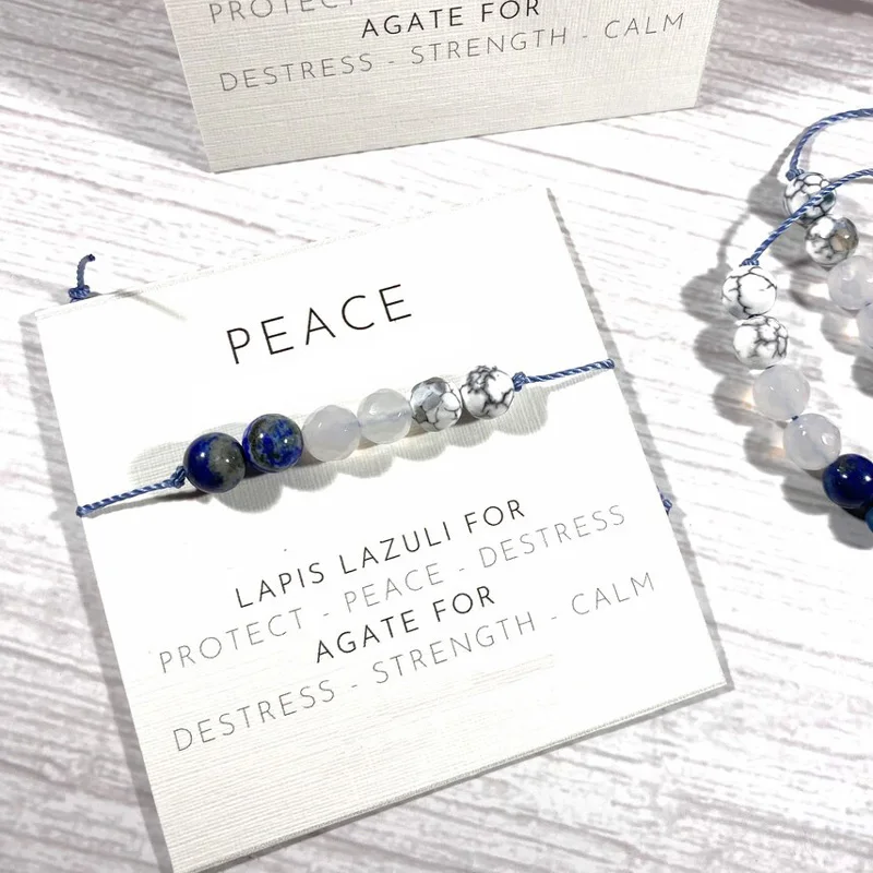 Lazuli Bracelet Lapis Natural Lapis Lazuli Healing Calming Bracelet Peace Jewelry ddmysmile Women Men Crystal Healing Bracelet Gift Smile